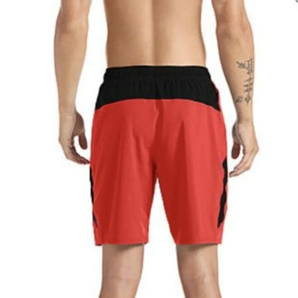 NIKE Red & Black Swimsuit Trunks Shorts Lined Men's size Small 9